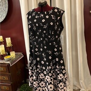 Black and White Ruffled Midi A-Line Dress for Wedding Guest